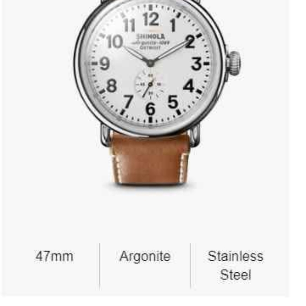 Shinola Stainless Steel Watch with Brown Leather Strap
